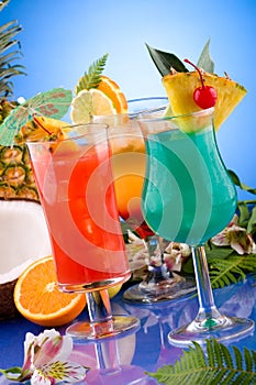 Most popular cocktails series - Mai Tai, Blue Hawa