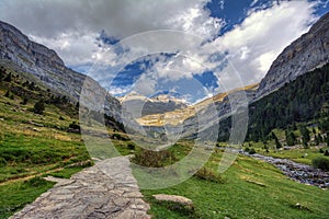 The most popular route in the Ordesa Valley, from the Pradera de Ordesa to the Cola de Caballo waterfall photo