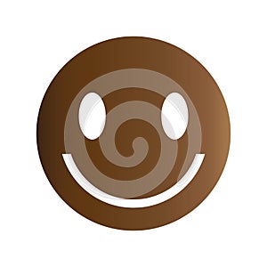 Most popular social media smile icon illustrated with brown color.