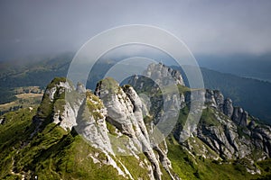 Most scenic mountain from Romania, Ciucas mountains in summer mist