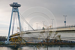 Most SNP or UFO Bridge is a road bridge over the Danube in Bratislava, the capital of Slovakia