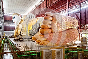 The most well-known Myanmar reclining Buddha image Chauk Htat Gyee photo