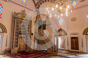 MOSTAR, BOSNIA AND HERZEGOVINA - JUNE 10, 2019: Interior of Koski Mehmed Pasha Mosque in Mostar, Bosnia and Herzegovi