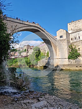 Mostar bridge in the Bosnia and Herzegovina.
