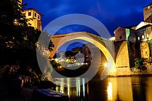 Mostar bridge night view, Bosnia and Herzegovina