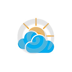 Mostly cloudy weather icon isolated on white background. Vector illustration