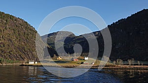 Mostraumen strait in Osterfjord near Bergen in Norway in Autumn