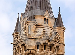 Details of the Moszna Castle in southwestern Poland, the castle is one of the most magnificent