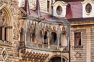 Details of the Moszna Castle in southwestern Poland, the castle is one of the most magnificent