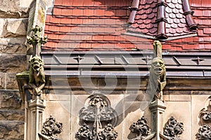 Details of the Moszna Castle in southwestern Poland, the castle is one of the most magnificent