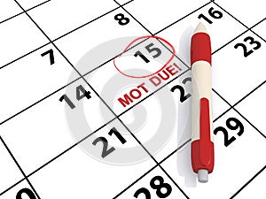 Mot due word on calendar photo