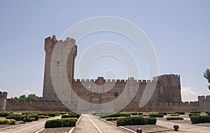 Mota Castle in Medina del Campo on a cloudy summer day, Spain. photo