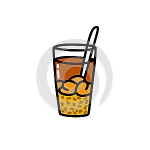 Mote con huesillo doodle icon, chilean traditional drink, vector color line illustration photo