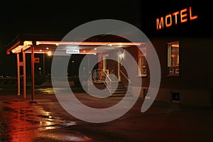 Motel entrance at night