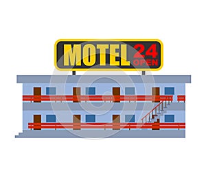 Motel isolated. Small Cheap hotel Vector illustration.