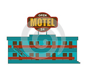 Motel isolated. Small Cheap hotel Vector illustration.