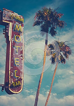 Motel Sign And Palms