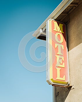 Motel sign on Route 66 in Barstow, California photo