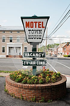 Motel Town House sign, in downtown Bedford, Pennsylvania