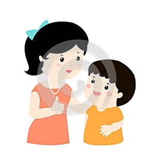 Mother admire son character cartoon