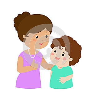 Mother admire son character cartoon