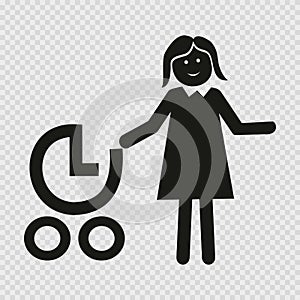 Mother amd baby stroller, person with perambulator, vector symbol, eps.