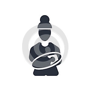Mother with baby in arms icon vector sign and symbol isolated on white background, Mother with baby in arms logo concept