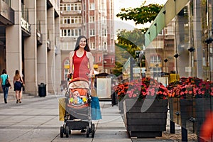 Mother with baby carriage