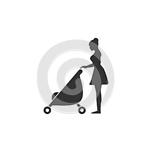 Mother with baby carriage icon. Simple element illustration. Mother with baby carriage symbol design from Pregnancy collection set