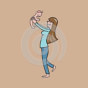 Mother and baby cartoon drawing 2
