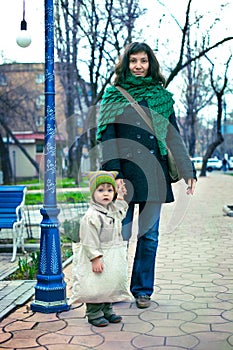 Mother with baby child on walk