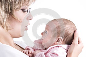 Mother and baby communicating