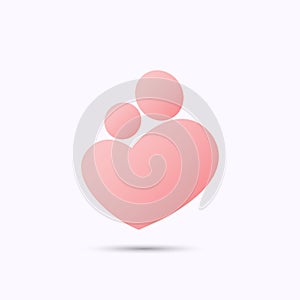 Mother and baby heart symbol