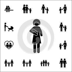 mother with a baby in her arms icon. Detailed set of Family icons. Premium quality graphic design sign. One of the collection icon