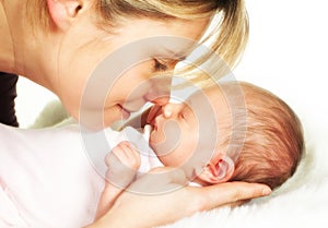 Mother baby moment of tenderness photo