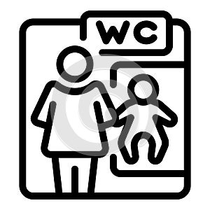 Mother baby restroom icon outline vector. Public toilet