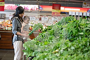 Mother and baby shopping