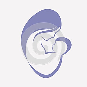 Mother and baby stylized symbol