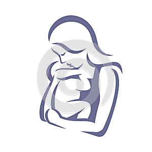 Mother and baby stylized vector symbol