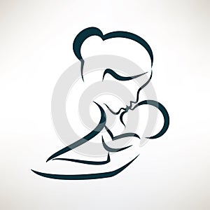 Mother and baby stylized vector symbol