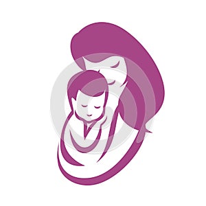 Mother and baby stylized vector symbol