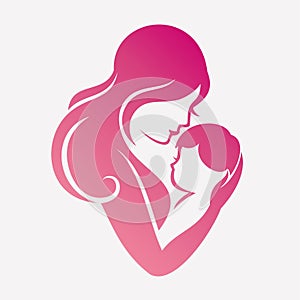 Mother and baby vector symbol