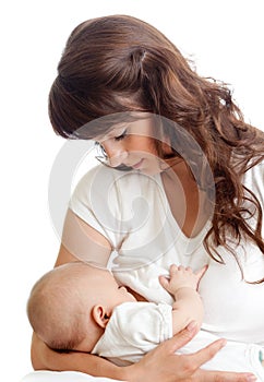 Mother breast feeding her infant photo