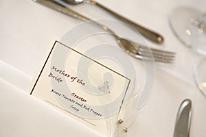 Mother of the bride place setting