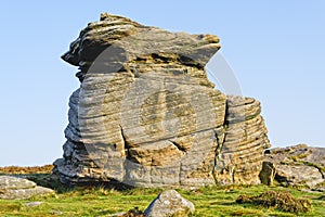 Mother Cap gritstone outcrop on Surprise View in Derbyshire