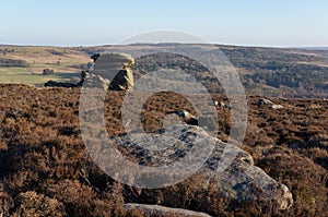 Mother cap and Rock formations in the peak district, Derbyshire, England