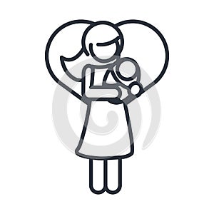 Mother carrying baby family day, icon in outline style