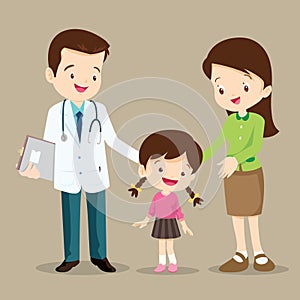 Mother and child daughter visit a family doctor