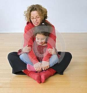 Mother and child exercising