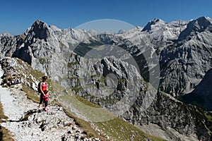 Mother and child hiking